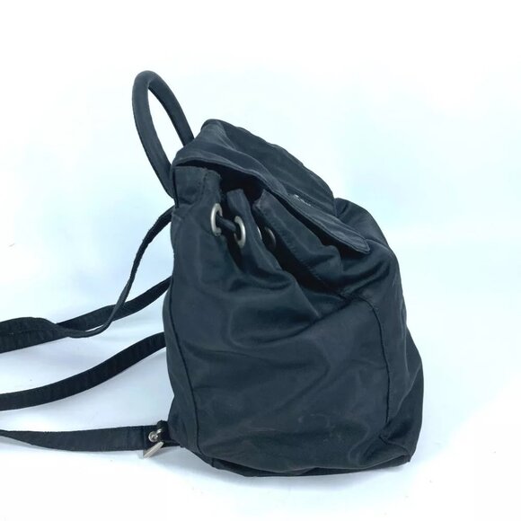 PRADA triangle logo triangle logo plate backpack bag Nylon Black main image 11